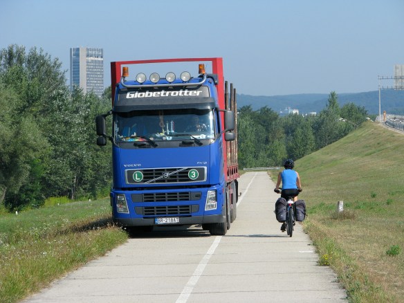 Why is there a truck on our bike path in Slovakia?