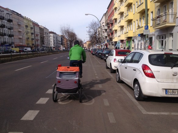 For anybody who has been doored you will see the wisdom in the design of this bike lane!