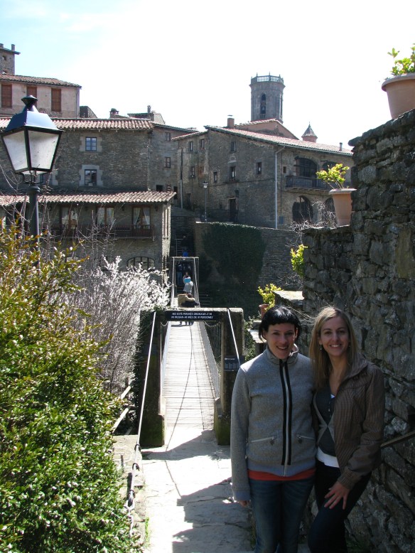 Sandra and Shosh  - the entry to the town couldn't be more fun! Swinging bridge!