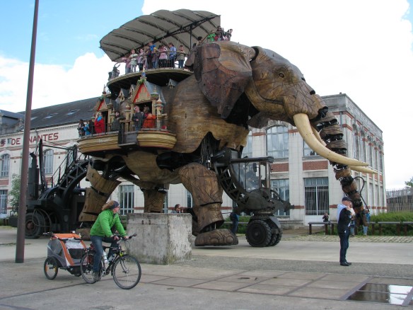 Mic kept a safe distance! Getting trampled would certainly end our bike tour!