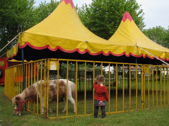 Turned a corner down a side street and came across a circus! Luck!